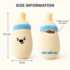 Baby Bottle Treat-Hiding Plush Dog Toy