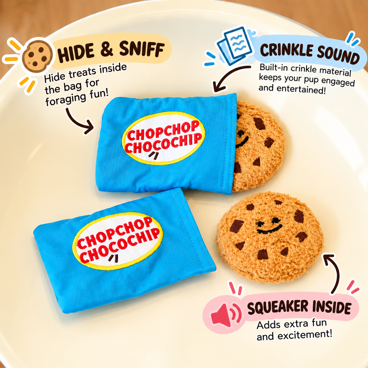 Cookie Snuffle & Squeaky Dog Toy