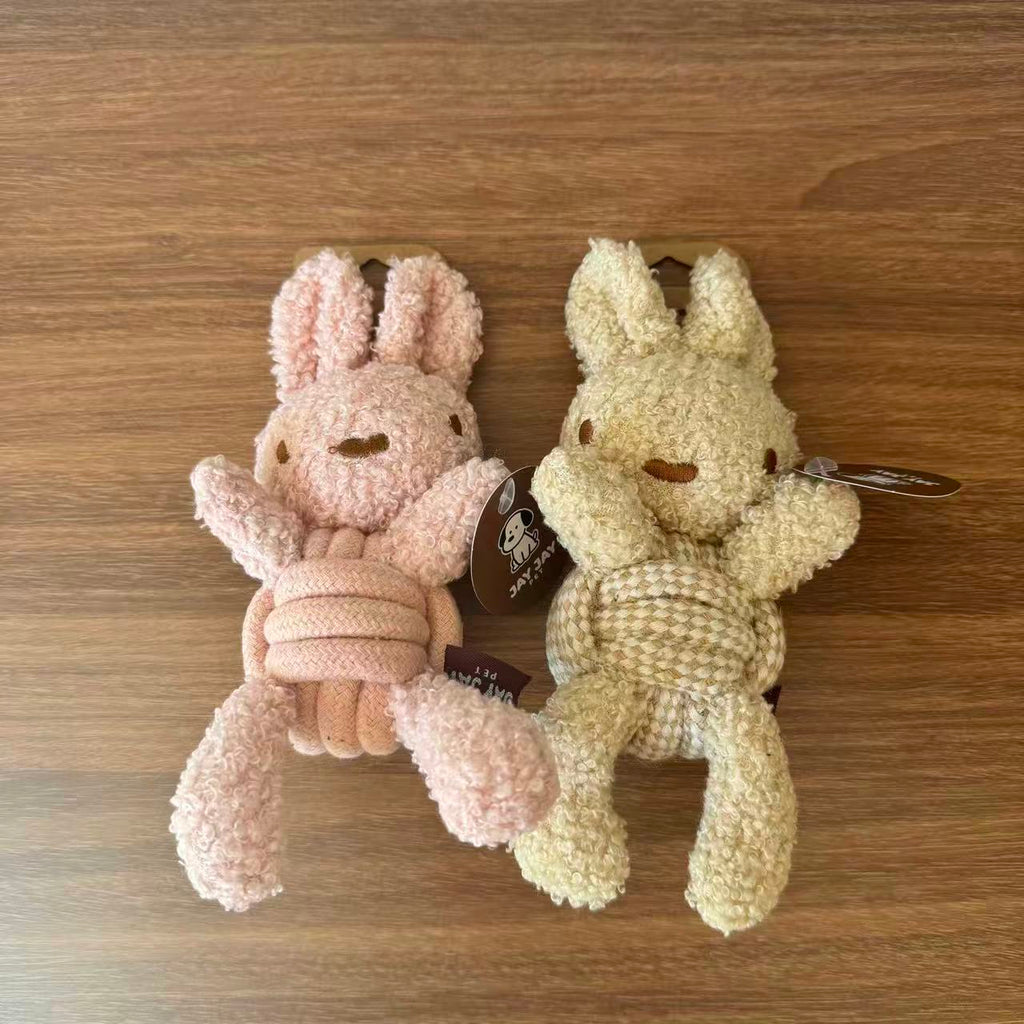Plush Bunny Squeaky Rope Dog Toy