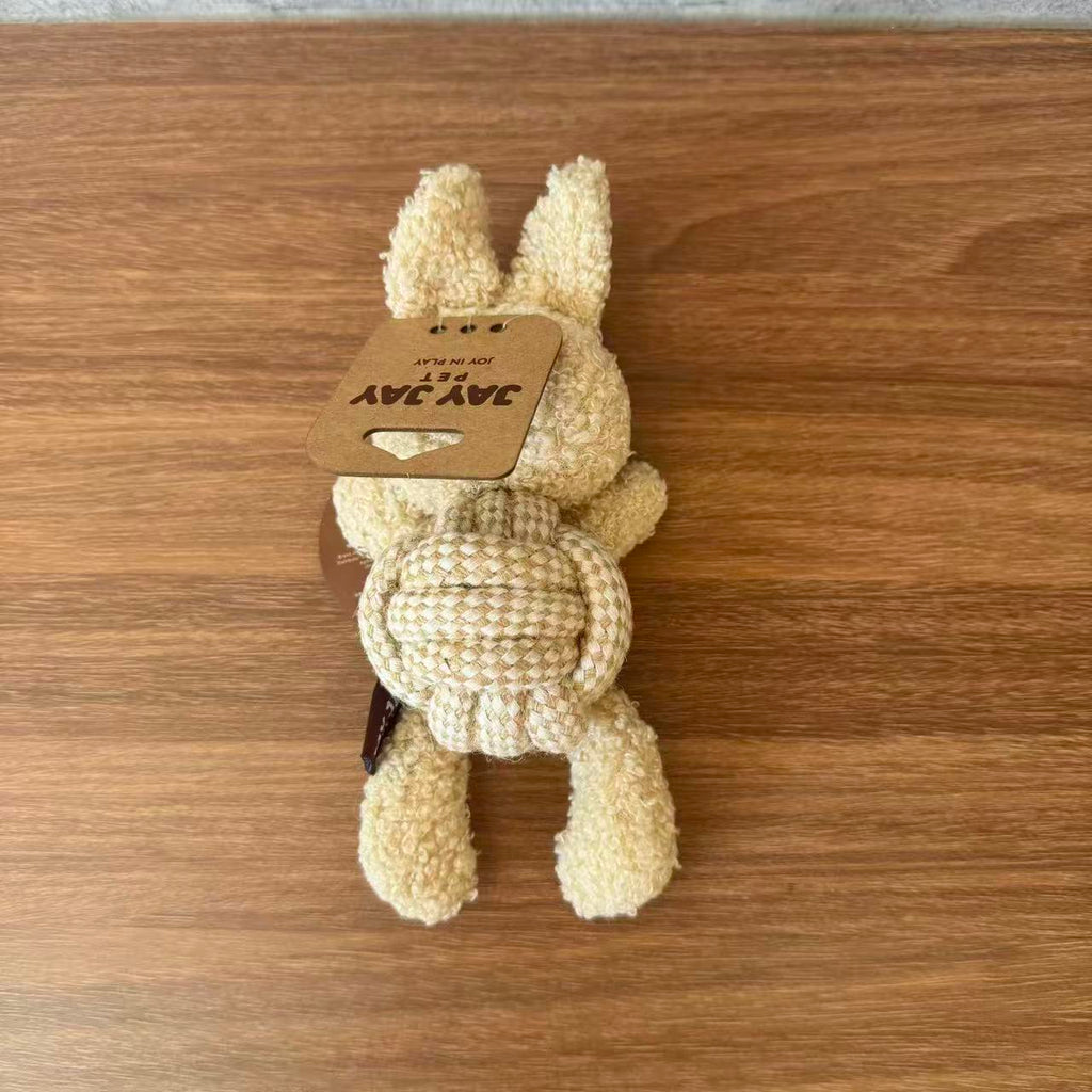 Plush Bunny Squeaky Rope Dog Toy